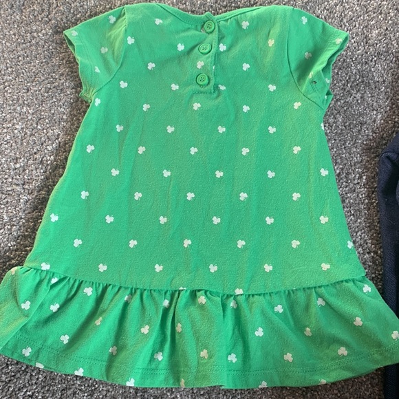 St Patrick’s Kiss Me I’m Cute Todller Girl 2T set Clover Green Shirt and Pants - Picture 3 of 6